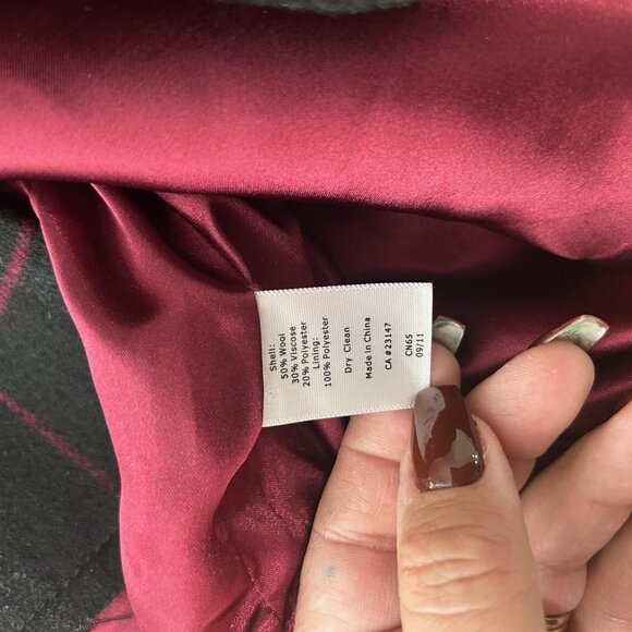 Talbots Blazer Jacket Womens 14 Black Red Plaid Wool Blend Preppy Academia - Picture 8 of 10